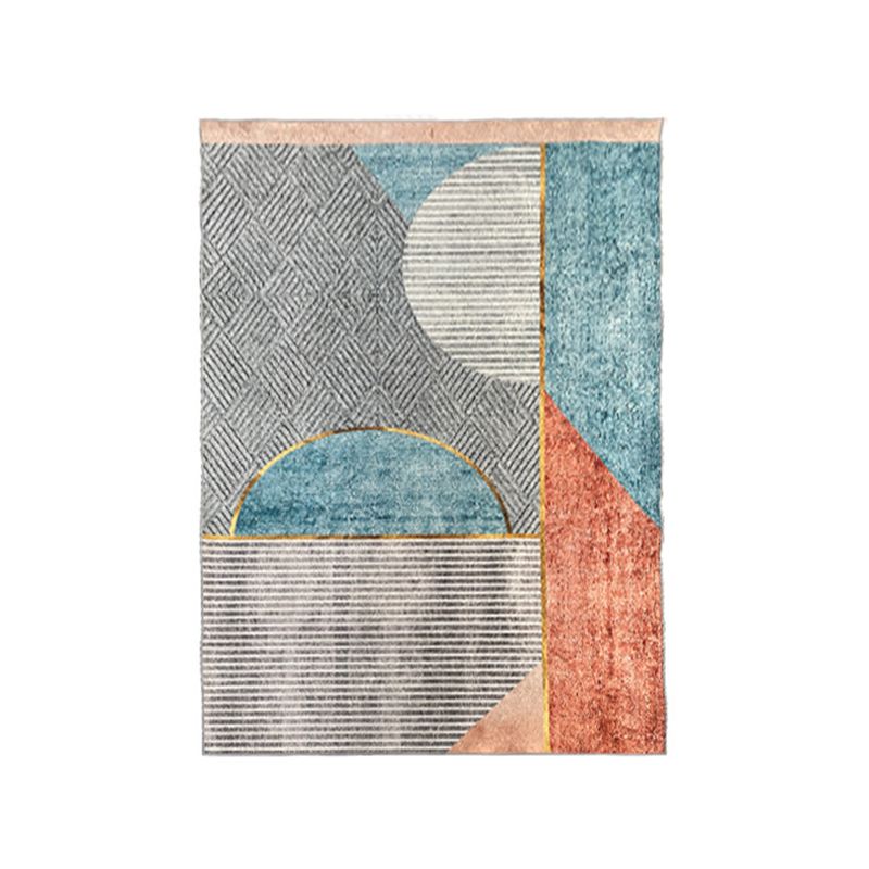 Gray Modern Rug Polyester Striped Rug Stain Resistant Rug for Home Decor