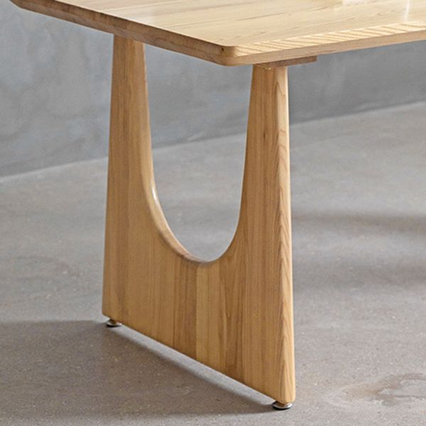 Rectangle Double Pedestal Dining Table Modern Pine Wood Table for Kitchen