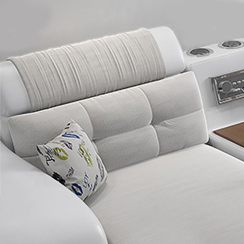 Velvet and Faux Leather Sloped Arms Modular Sectionals Sofa for Living Room