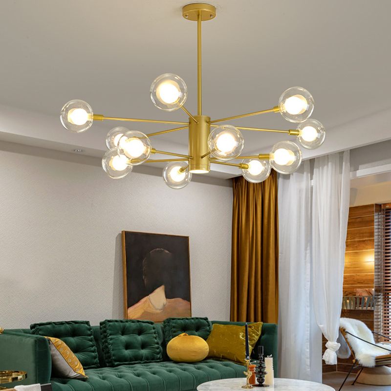 Kugelförmige Form Kronleuchter leichter moderne Glasglas Multi -Licht -Hanglampe für Schlafzimmer