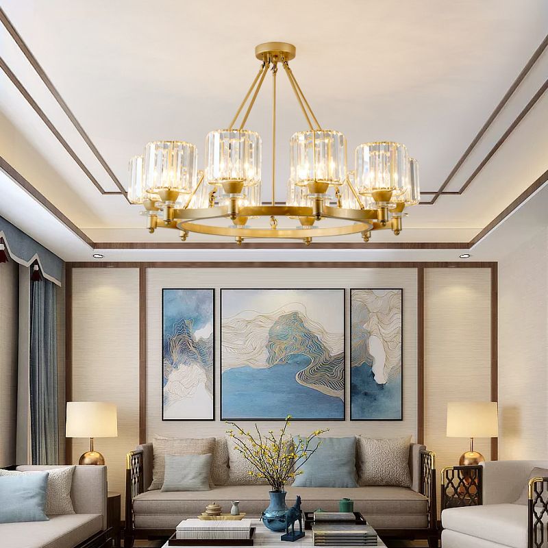 Crystal Multi Lights hangende plafondlampen moderne stijl cilinder kroonluchter verlichtingsarmaturen