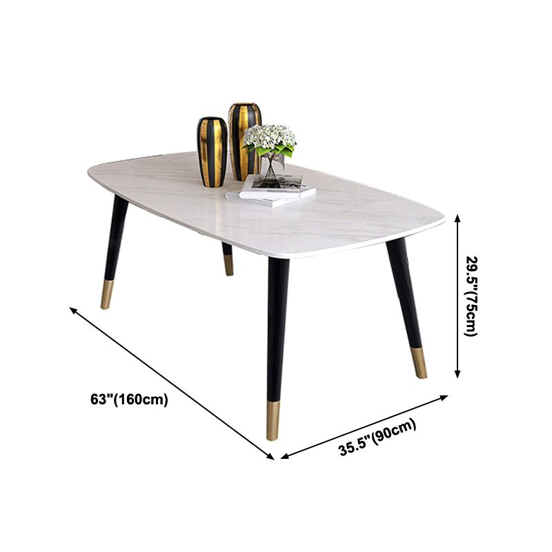 Sintered Stone White Tone Table Glam 4 Legs Table for Dining Room