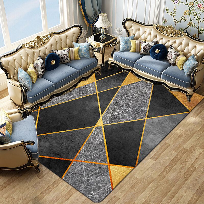 Modern Matrix Pattern Rug Polyester Area Carpet Stain Resistant Indoor Rug for Home Decoration