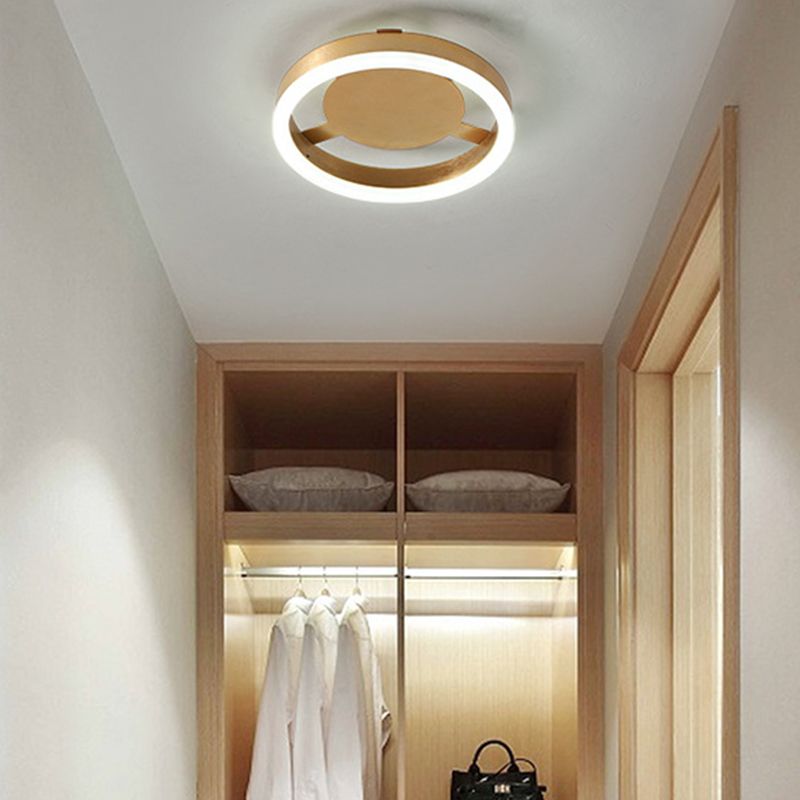 Metal Geometric Shape Flush Mount Light Modern-Style 1 Light Flush Ceiling Light in Gold