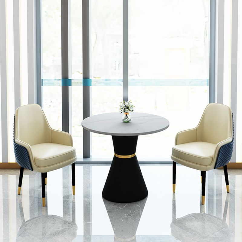 1/2/3/5 Pcs Modern Dining Room Set with Round Table and Leather Chairs Dining Set