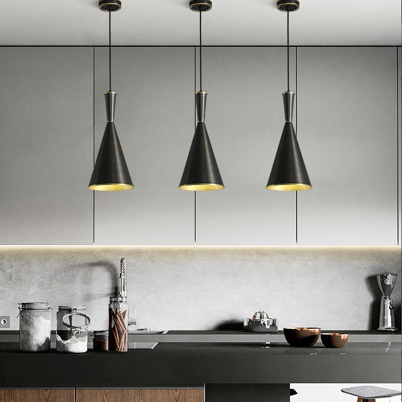 Horn Shaped Restaurant Hanging Light Metallic Postmodern Style Suspension Pendant Lamp