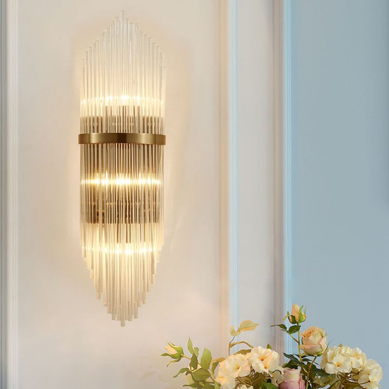 Unique Shape Wall Light Fixture Modern Crystal Wall Mounted Lighting in Gold Finish