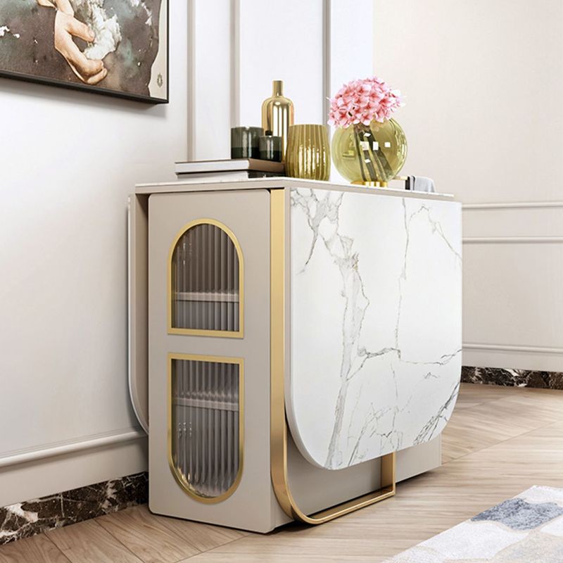 Moderna 1/2/3/5 Piezas Mesa de comedor blanca con juego de comedor plegable de piedra sinterizada