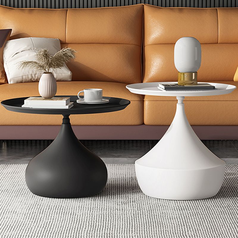 Mid-Century Round Iron Coffee Table Set Pedestal Tray Top Cocktail Table