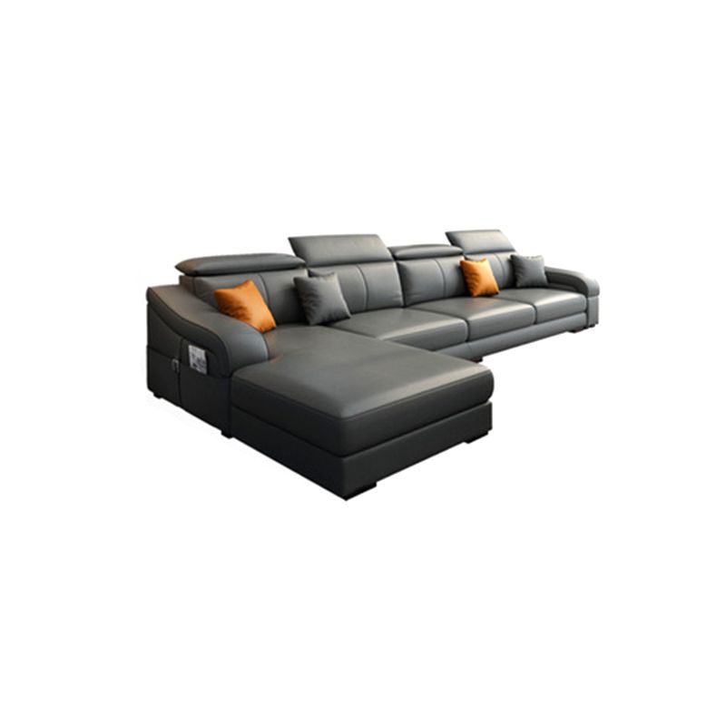 Modern Cushion Back Sectional Sofa 33.46"High Sloped Arms Sectionals with Storage, Grey