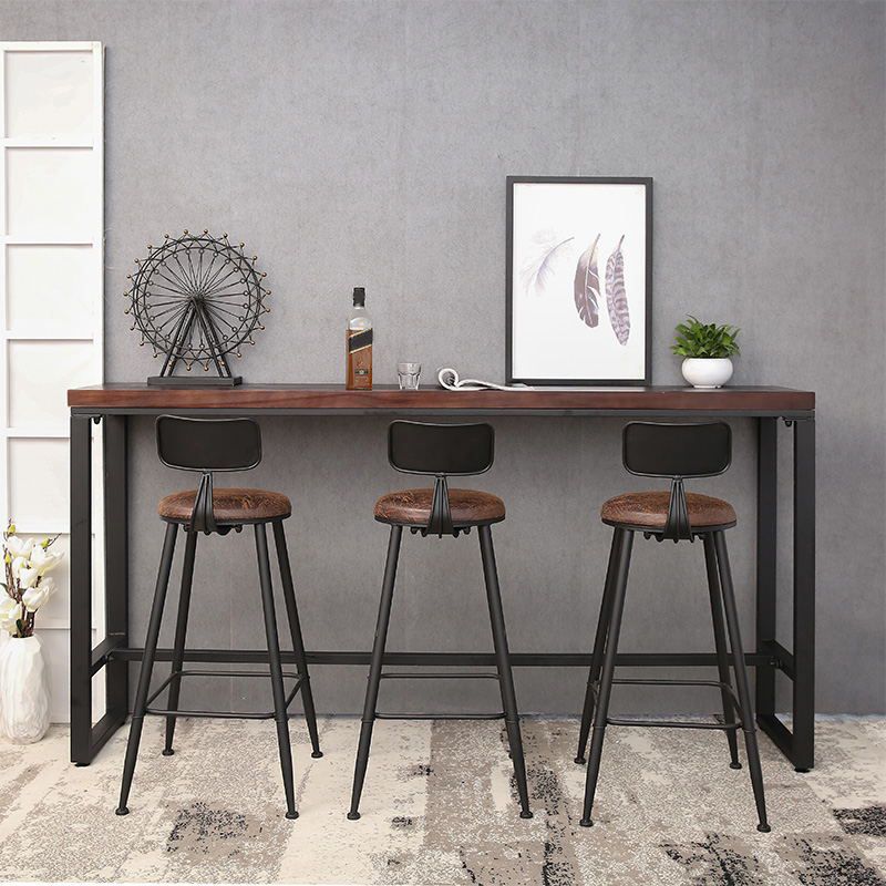 Industrial Rectangle Bar Table Set 1/2/4/7 Pieces Solid Wood Counter Table