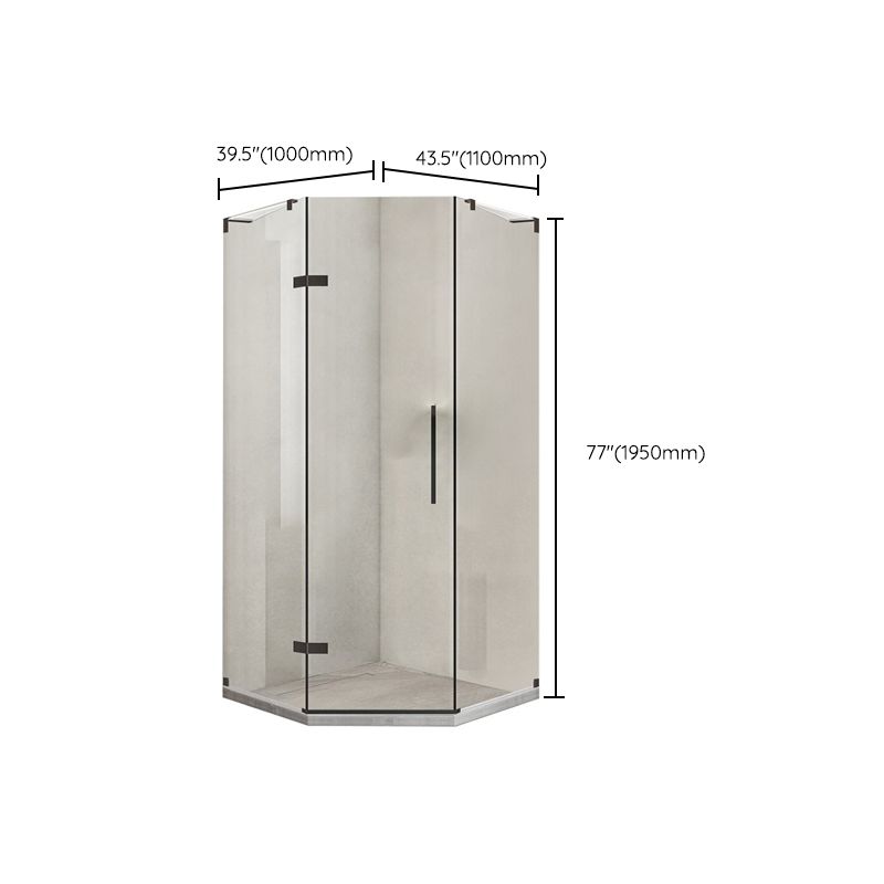 Black Scratch Resistant Shower Bath Door Semi Frameless Shower Doors