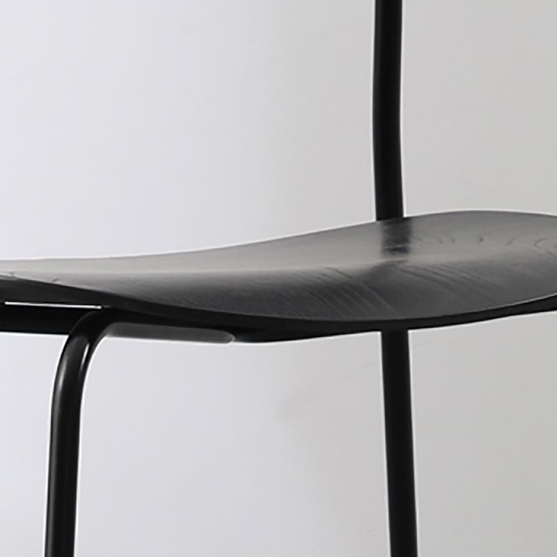 Industrial Armless Kitchen Chair Wooden Open Back Side Chair with Metal Base