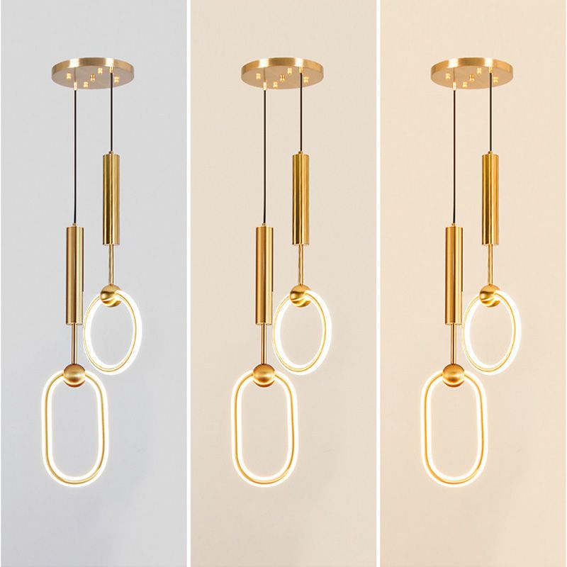 Gouden cirkelvormige led hanglamp in moderne eenvoud smeedijzeren hangende lamp met siliconen schaduw