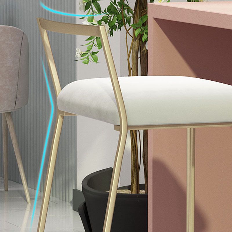 Glam Metal Dining Room Chair Armless Velvet Dining Side Chair for Restaurant Use