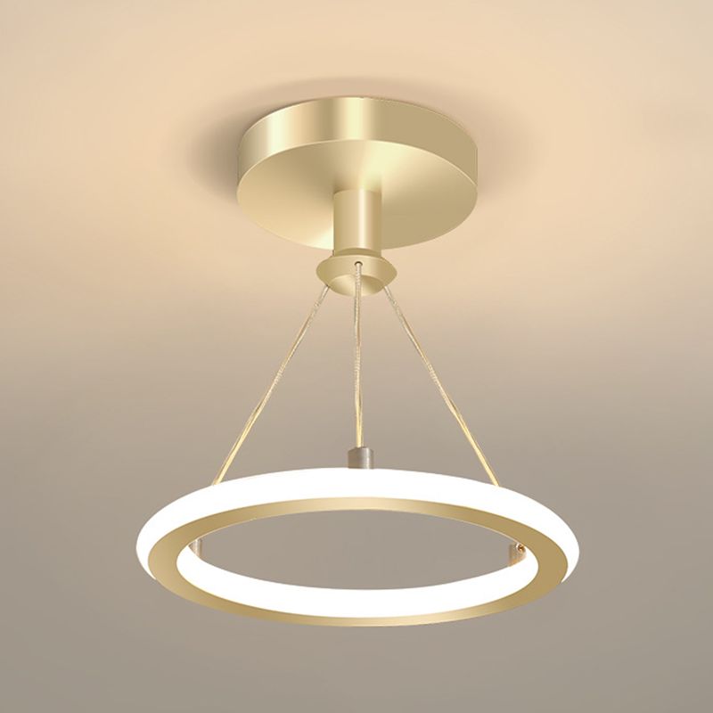 Circle Semi Flush Mount Light Metal Modern Flush Mount Ceiling Light Fixtures for Hallway