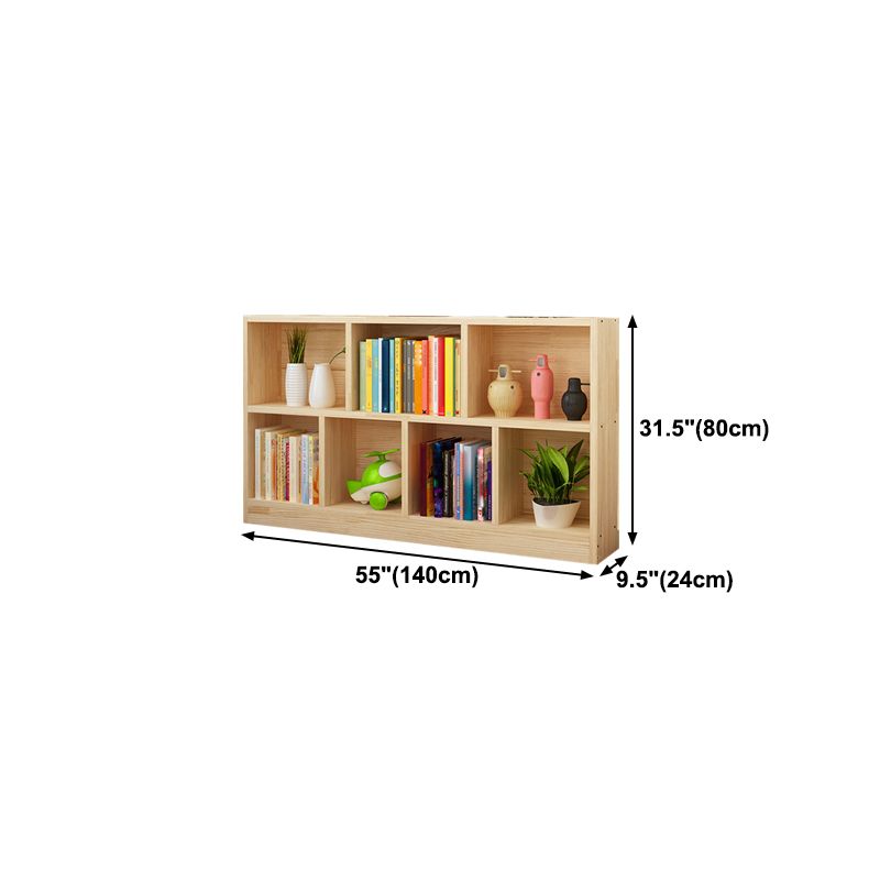 Natural Pine Wood Standard Bookshelf Modern Closed Back Bookcase for Classroom