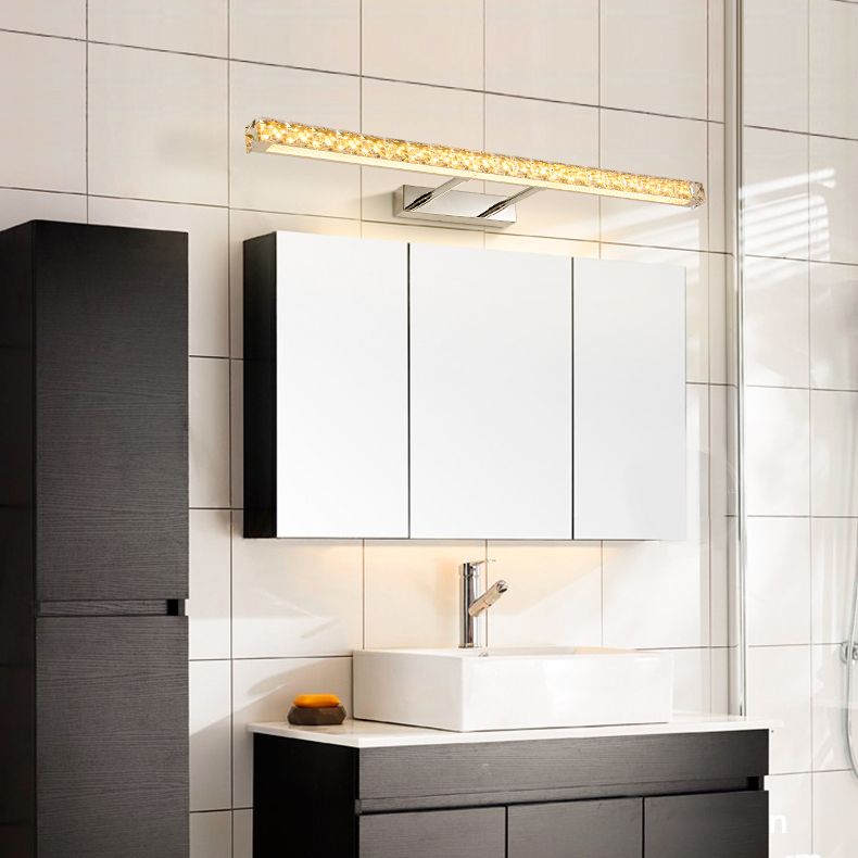 Modern Stainless Steel Vanity Mirror Light Bathroom Gold Vanity Sconce Light with Crystal