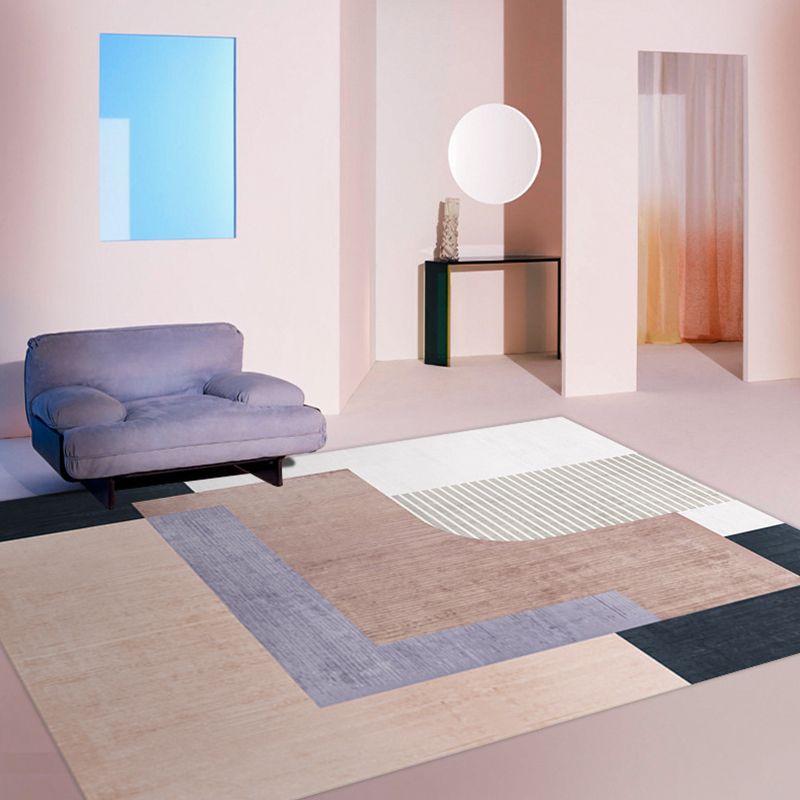 Pink Tone Modern Carpet Polyester Geometric Print Rug Stain Resistant Area Rug for Home 
Decoration