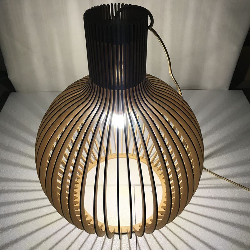 Forme de cage d'oiseau en bois massif Lumières suspendues de style moderne 1 lumière suspendue Lumière pour chambre à coucher
