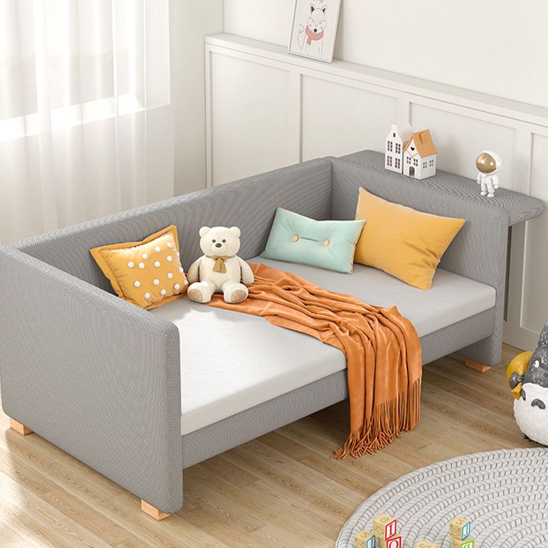 Scandinavian Nursery Crib Grey Purple Baby Crib with Guardrail