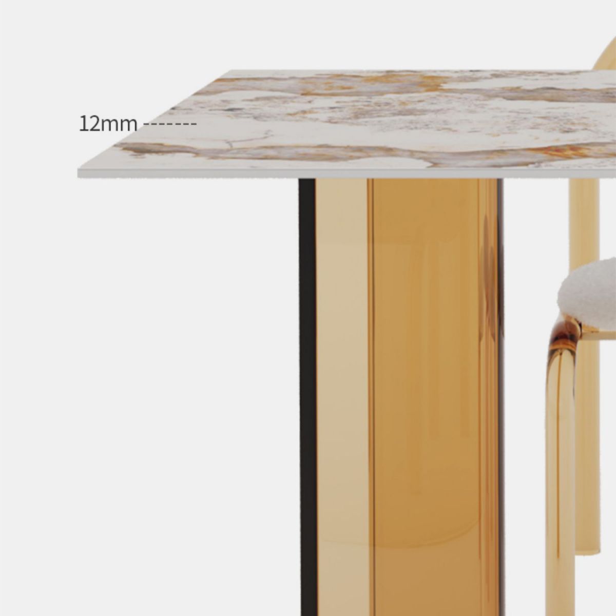 Modern Dining Table Sintered Stone Table with Acrylic Legs for Home Use