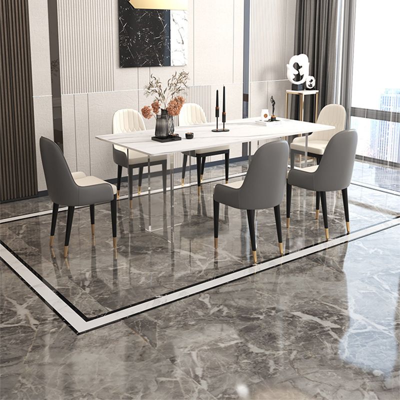 Stone Top Dining Table Traditional Luxury Table with Double Pedestal Base