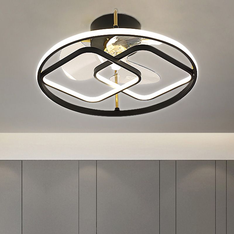 Minimalistische kreisförmige Deckenventilator Leuchte Acryl Schlafzimmer LED LED LEMI BUSH MOUNT LAUT
