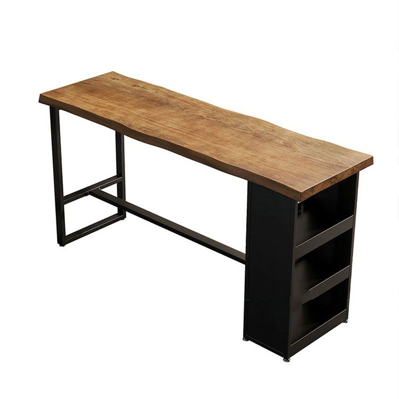 Industrial Style Bistro Bar Table Rectangle Wood Bar Table with Storage