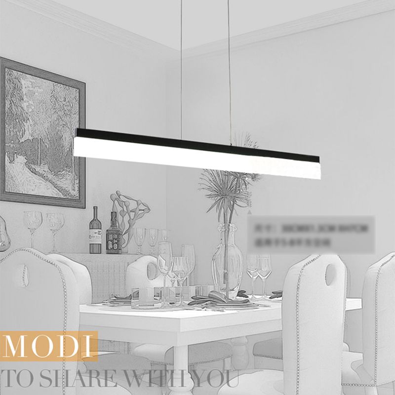 Contemporary Island Light Linear Metal 1 Light Island Ceiling Light in Black