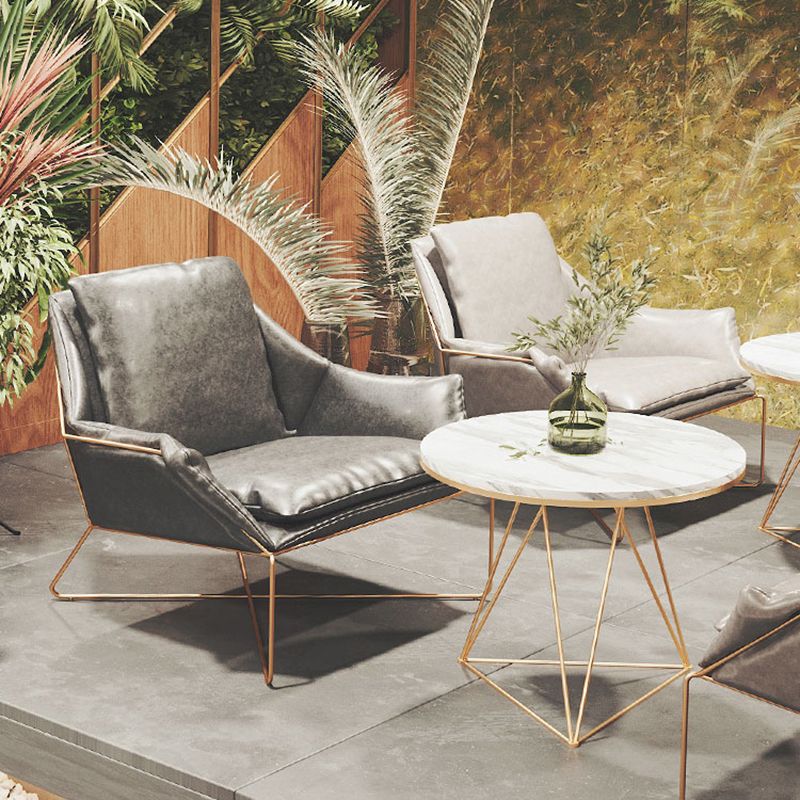 27.56" Wide Scandinavian Style Accent Armchair Cross Metal Frame Arm Chair