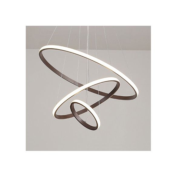 Brauner Multi-Ring-Kronleuchter moderner Acryl 2/3/4 Lichter Wohnzimmer LED-Deckenheize in warm/weiß/natürliches Licht