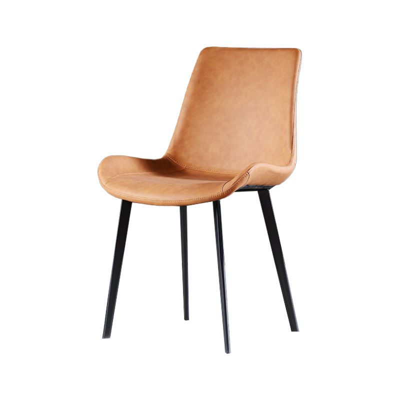 Chaise d'appoint moderne en cuir, finition mate, dossier solide (Ensemble de 2)