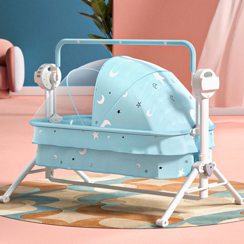 Contemporary Square Bassinet Metal Cradle with Stand for Newborn