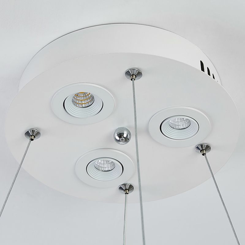 White Doughnut Shape Feather Chandelier Light Modern Style Hanging Pendant Lamp for Bedroom