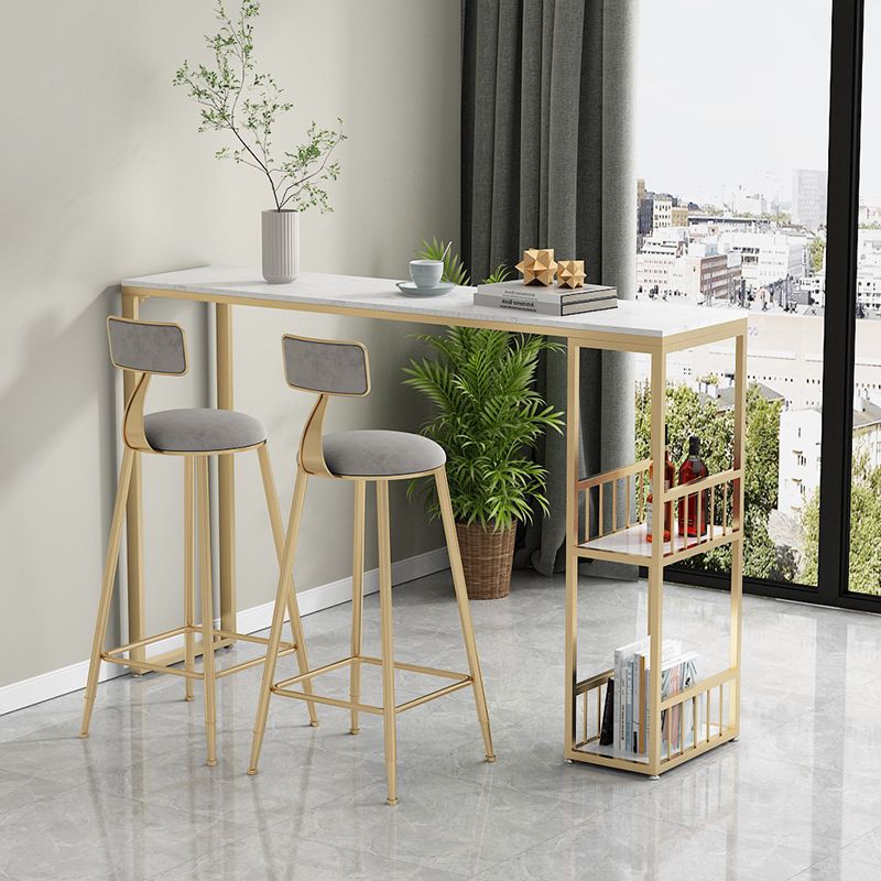 Glam Style 41.3"H Bar Table Marble White Rectangle Top Bistro Table for Living Room