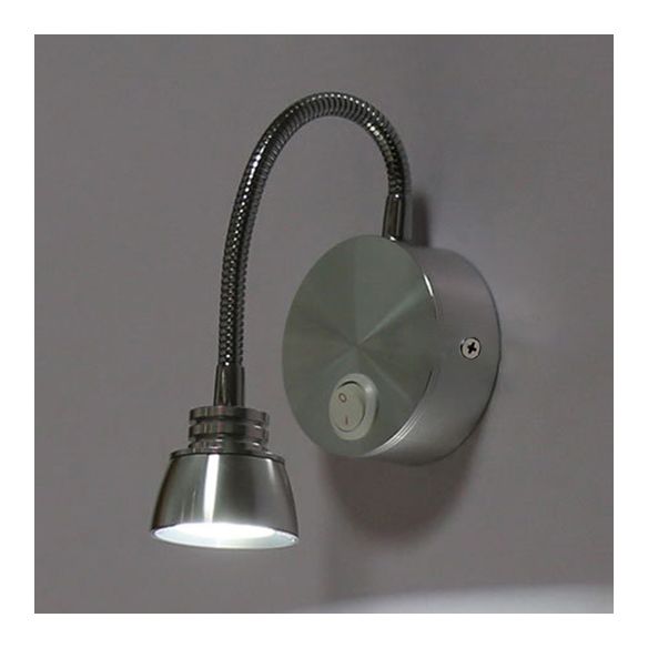 Aluminum Domed Wall Light Sconce Modern Warm/White Light LED Chrome Reading Wall Lamp with Adjustable Arm