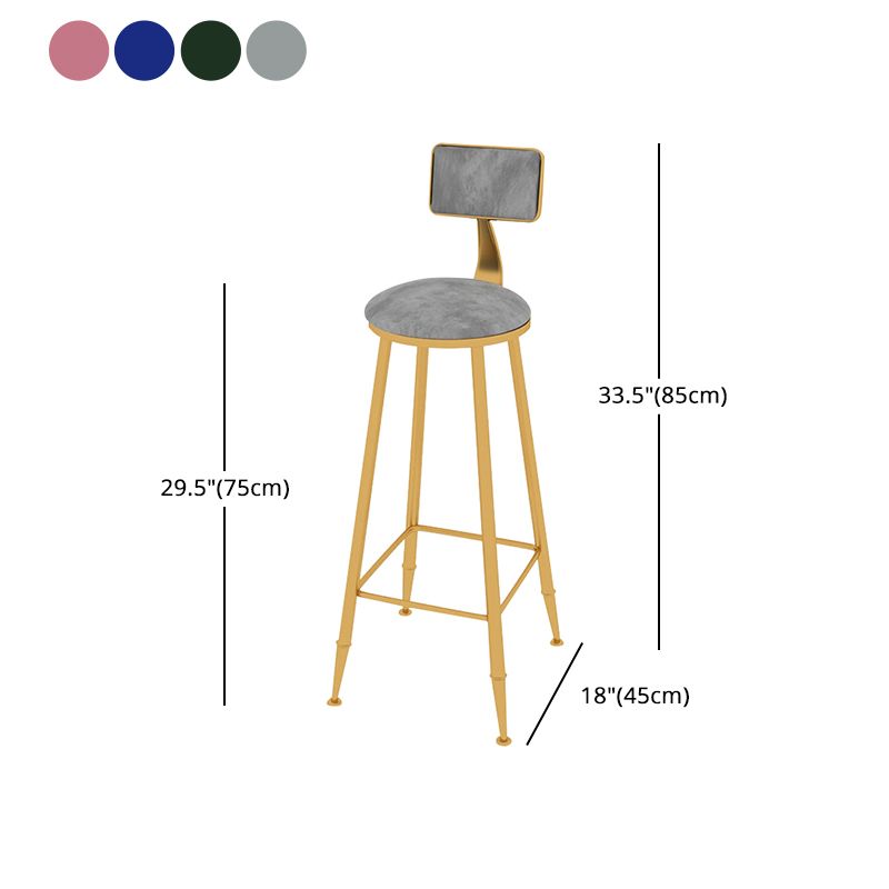 Taburete de bar con tapicería glamorosa taburete de barra con patas de hierro y espalda baja, cojín