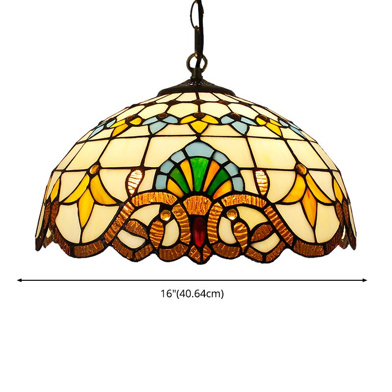 Buntkunstglas gewölbter Anhängerleuchte Barock beige hängende Leuchte