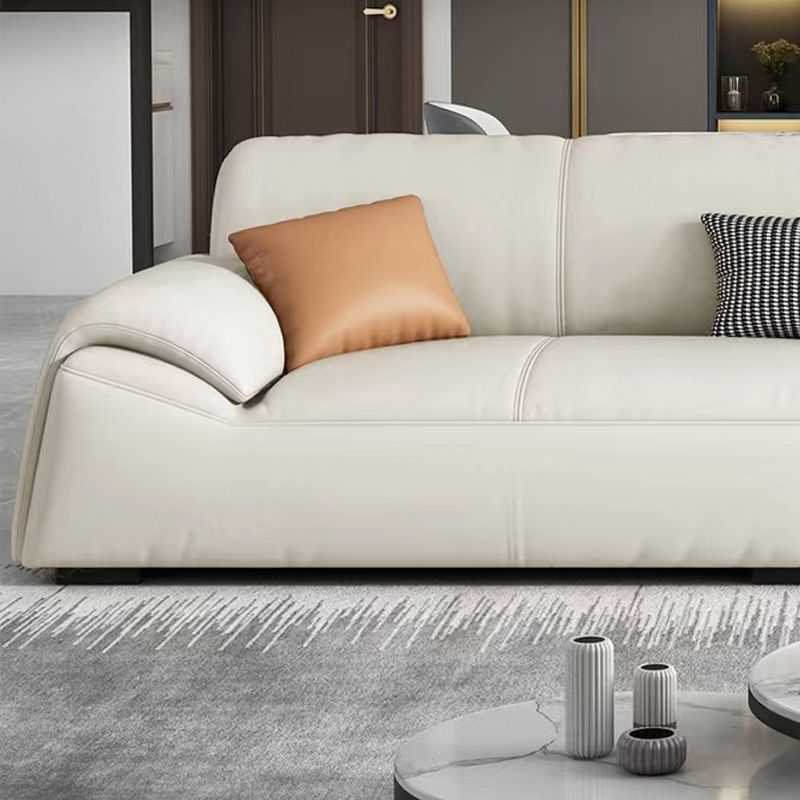 Glam Leather Sofa with Bolster Pillows Seating for Living Room