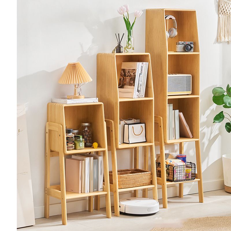Contemporary Closed Back Bamboo Bookshelf Vertical Bookcase with Shelves