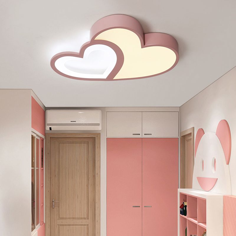 2-Loving Heart plafondmontage licht Macaron Loft acryl LED-plafondlamp voor de kleuterschool