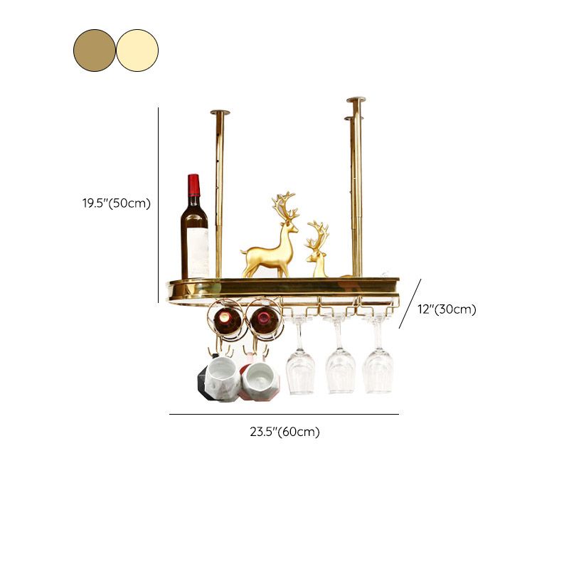 Glam Style Hanging Wine Rack Metal Wine Bottle & Glass Rack for Bar