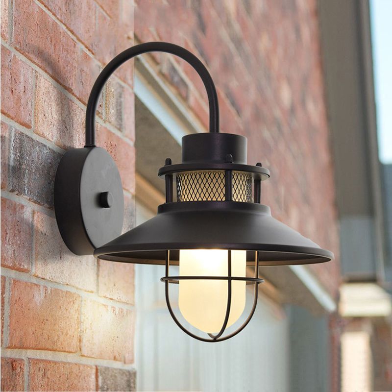 Black Metal Wall Light Industrial Flush Mount Lighting for Home Foyer