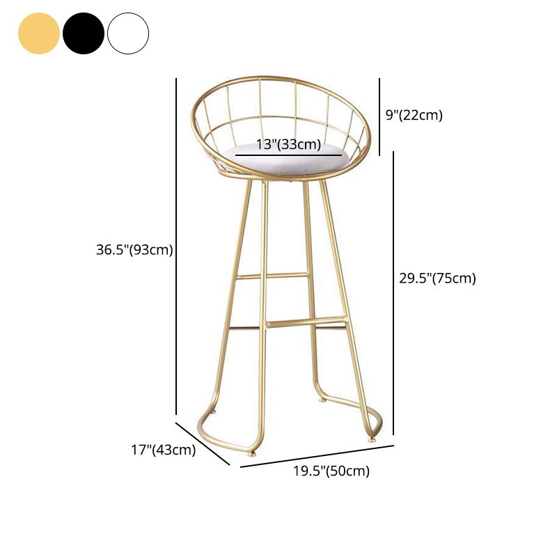 Glam Metal Bar and Counter Stool Low Back Stool with Gold Sled Base