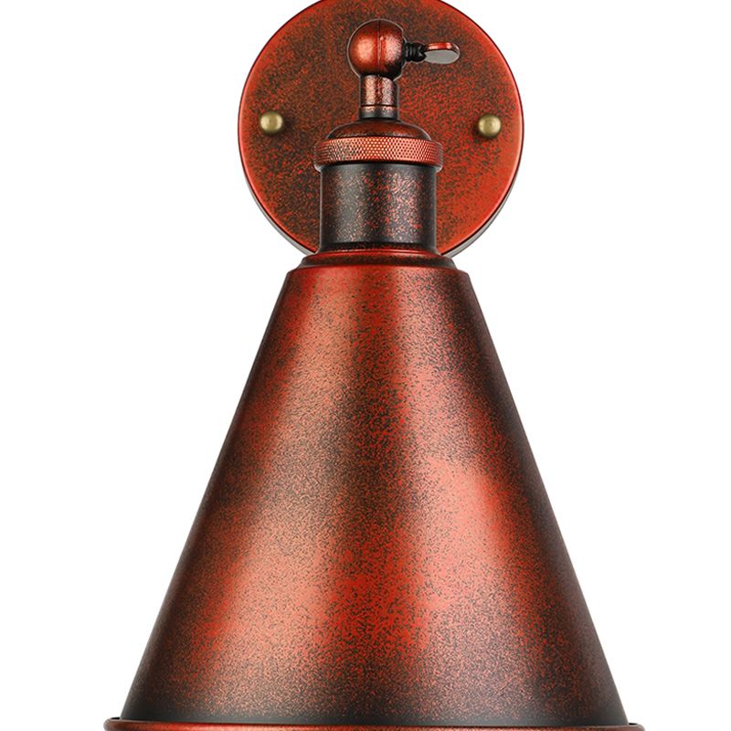 Black / Rust 1 Head Wall Lampe Farmhouse Style Whited Fer Conical Conical Adjustable Grocher Lightture for Outdoor