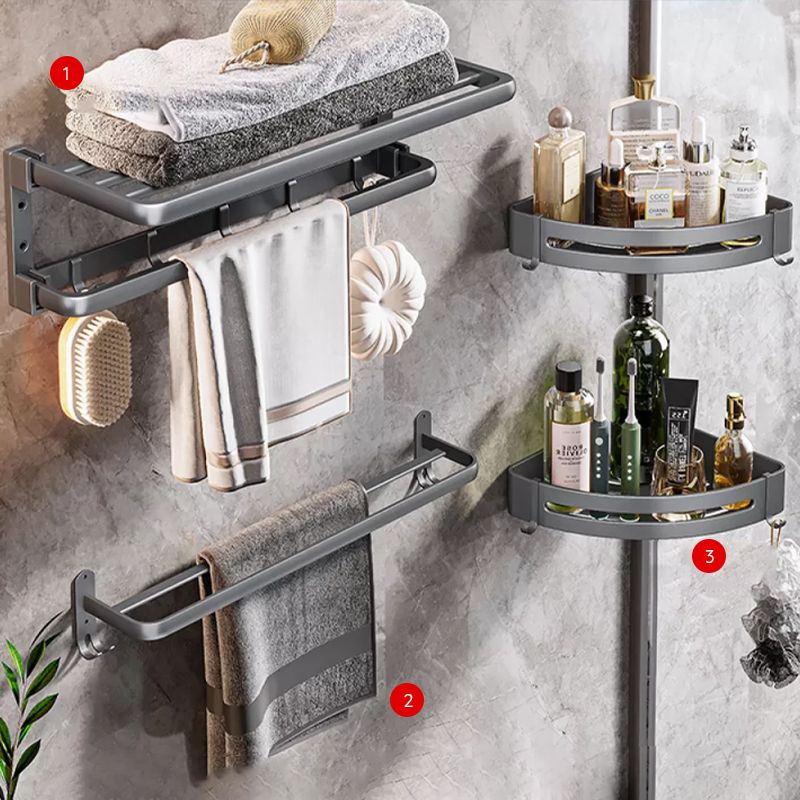 Modern Bathroom Accessories Hardware Set Grey Towel Bar Bath Shelf Bath Hardware Set