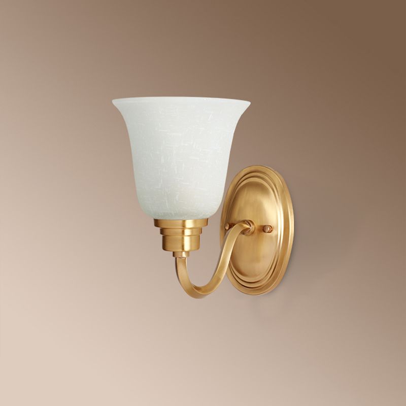 Semplicità vintage Bell Bell Vanity Lights Sconce Milk Glass Wall Monte Flaching per bagno