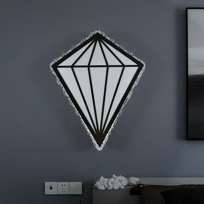 White LED Diamond Wall Lighting Simplicity Acrylic Wall Sconce with Crystal Deco in Warm/White Light