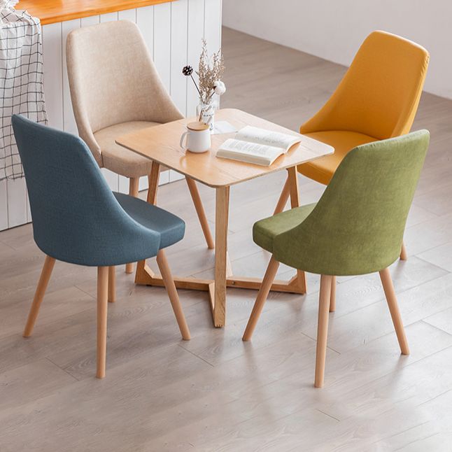 Scandinavian Beech Upholstered Side Chair Parsons Dining Chair for Home